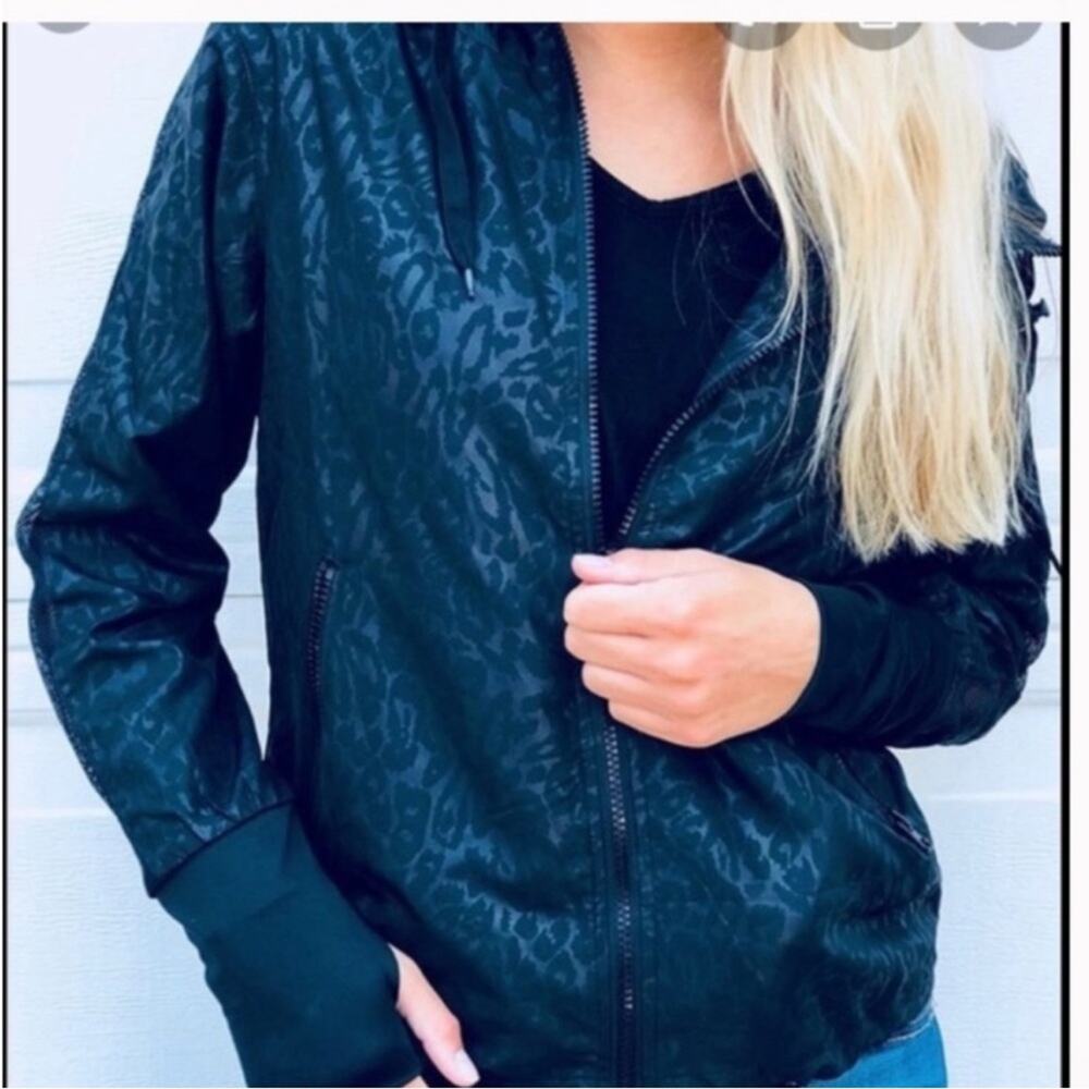 ZYIA Jade Animal Print Bomber Windbreaker Jacket Black Women’s Size Small